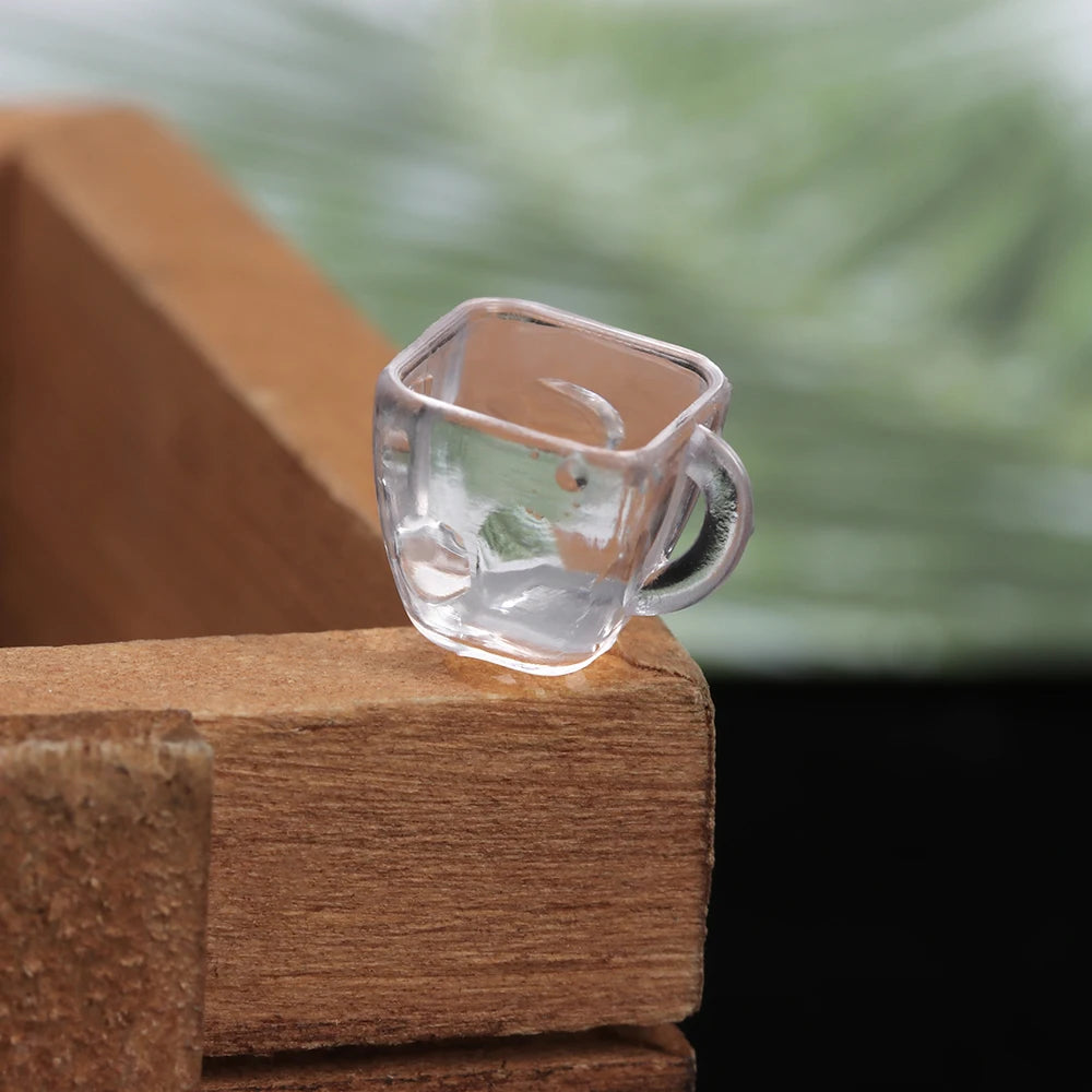 17Pcs/Set 1/12 Dollhouse Miniatures Simulation Tableware Mini Cup  Ice Cream Bowl Plastic Model Transparent Goblet Accessories