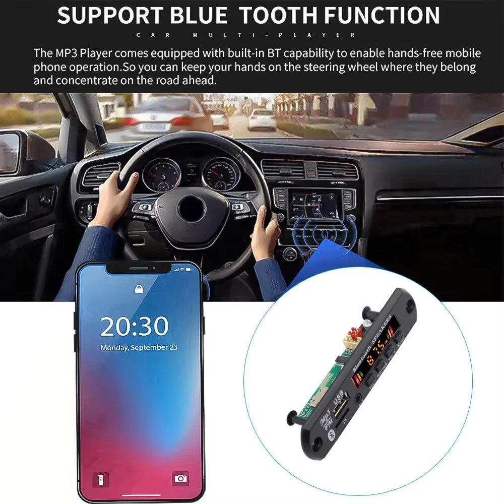 12V Bluetooth 5.0 MP3 Player Decoder Board USB TF Radio AUX Module Car Kit Wireless MP3 Music Player