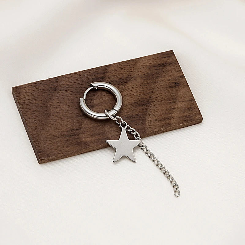 1 Pairs Fashion Punk Gothic Stainless Steel Drop Earrings Studs for Women Men Gothic Street Pop Hip Hop Rock Ear Jewelry Gift