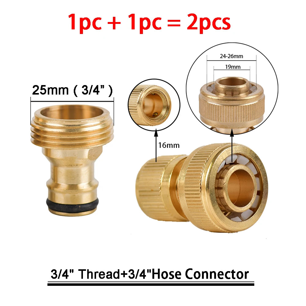 1Sets Garden Hose Quick Connect Water Hose Fitting, 3/4 Inch 1/2 Inch Brass BSP Female And Male Connector
