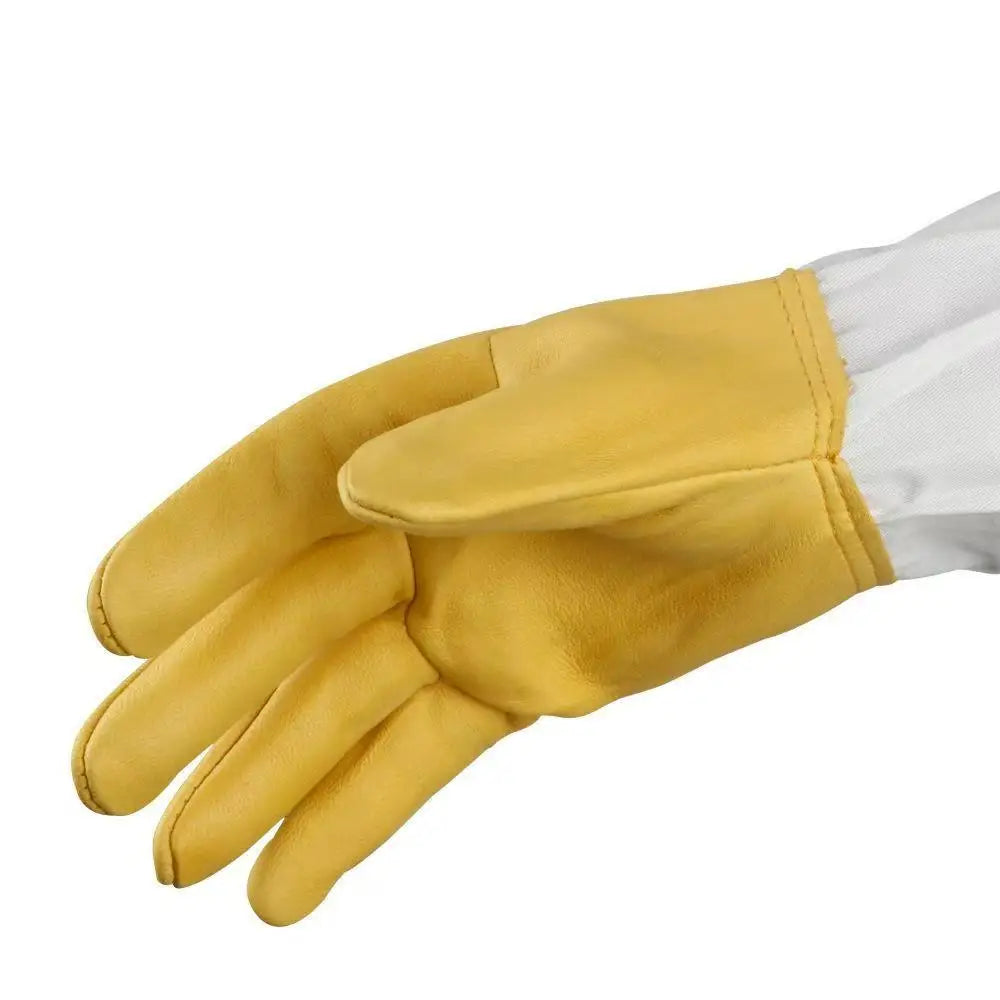1Pair Soft Hand, Straight Thumb Beekeeper Beekeeping Bee Keeping Gloves Goatskin With Vented Long Sleeves