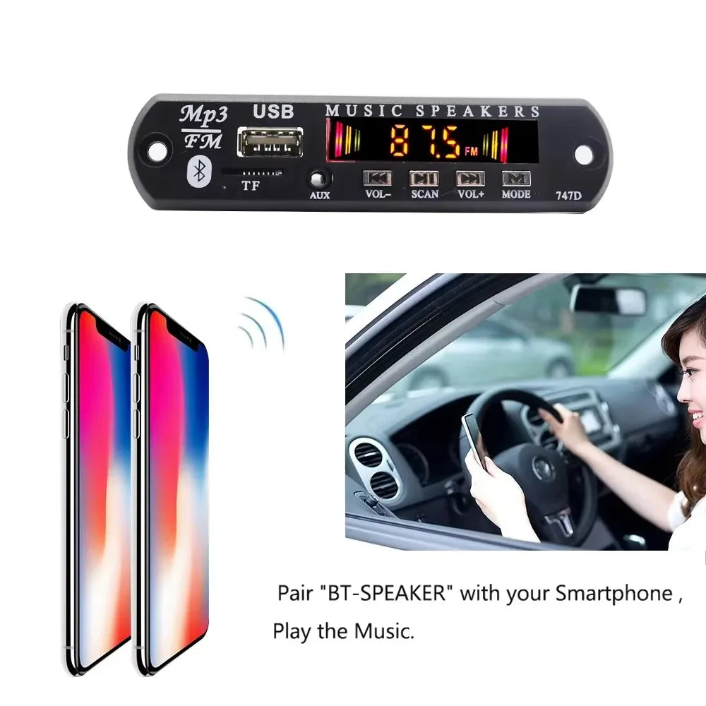 12V Bluetooth 5.0 MP3 Player Decoder Board USB TF Radio AUX Module Car Kit Wireless MP3 Music Player