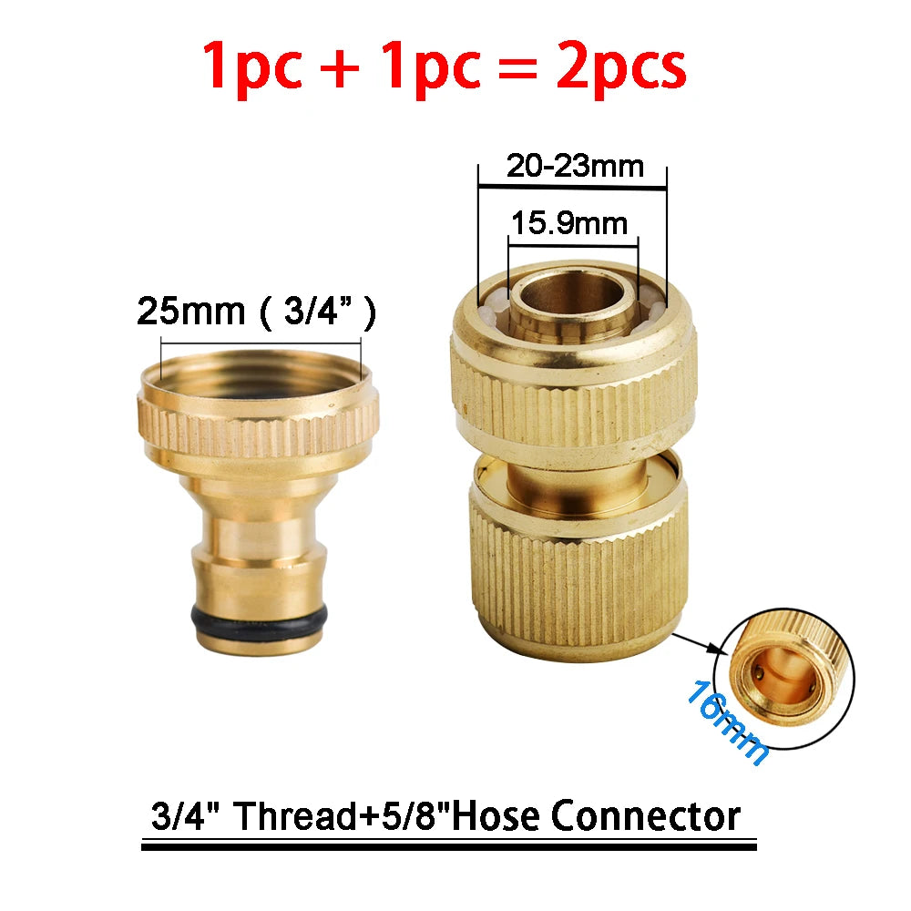 1Sets Garden Hose Quick Connect Water Hose Fitting, 3/4 Inch 1/2 Inch Brass BSP Female And Male Connector