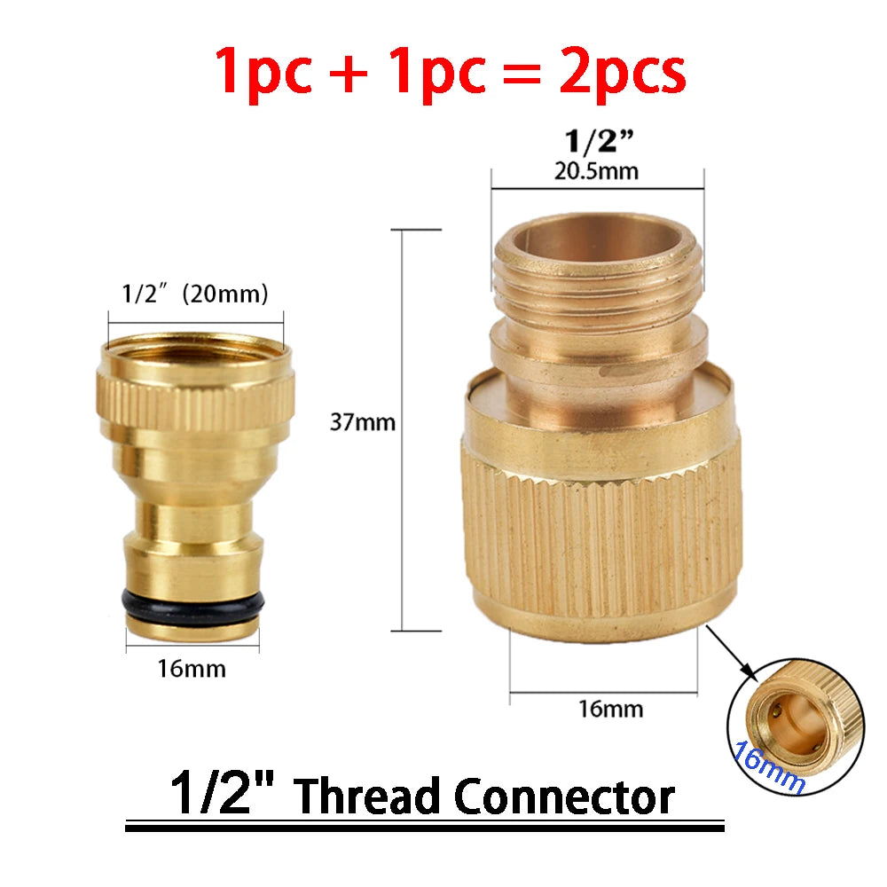 1Sets Garden Hose Quick Connect Water Hose Fitting, 3/4 Inch 1/2 Inch Brass BSP Female And Male Connector