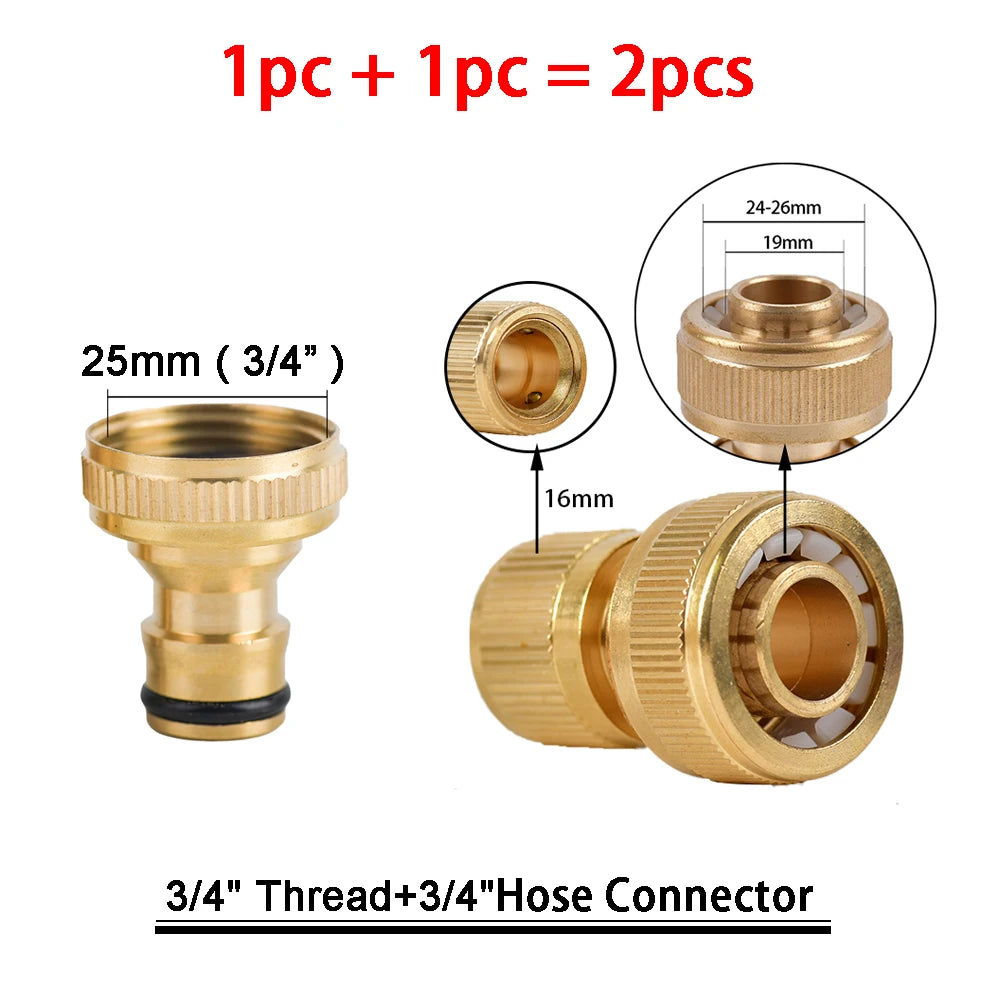 1Sets Garden Hose Quick Connect Water Hose Fitting, 3/4 Inch 1/2 Inch Brass BSP Female And Male Connector