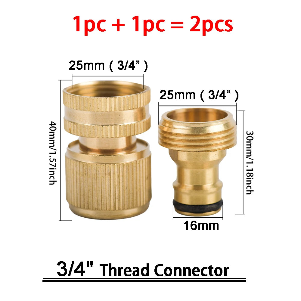 1Sets Garden Hose Quick Connect Water Hose Fitting, 3/4 Inch 1/2 Inch Brass BSP Female And Male Connector