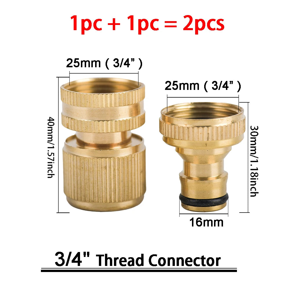 1Sets Garden Hose Quick Connect Water Hose Fitting, 3/4 Inch 1/2 Inch Brass BSP Female And Male Connector