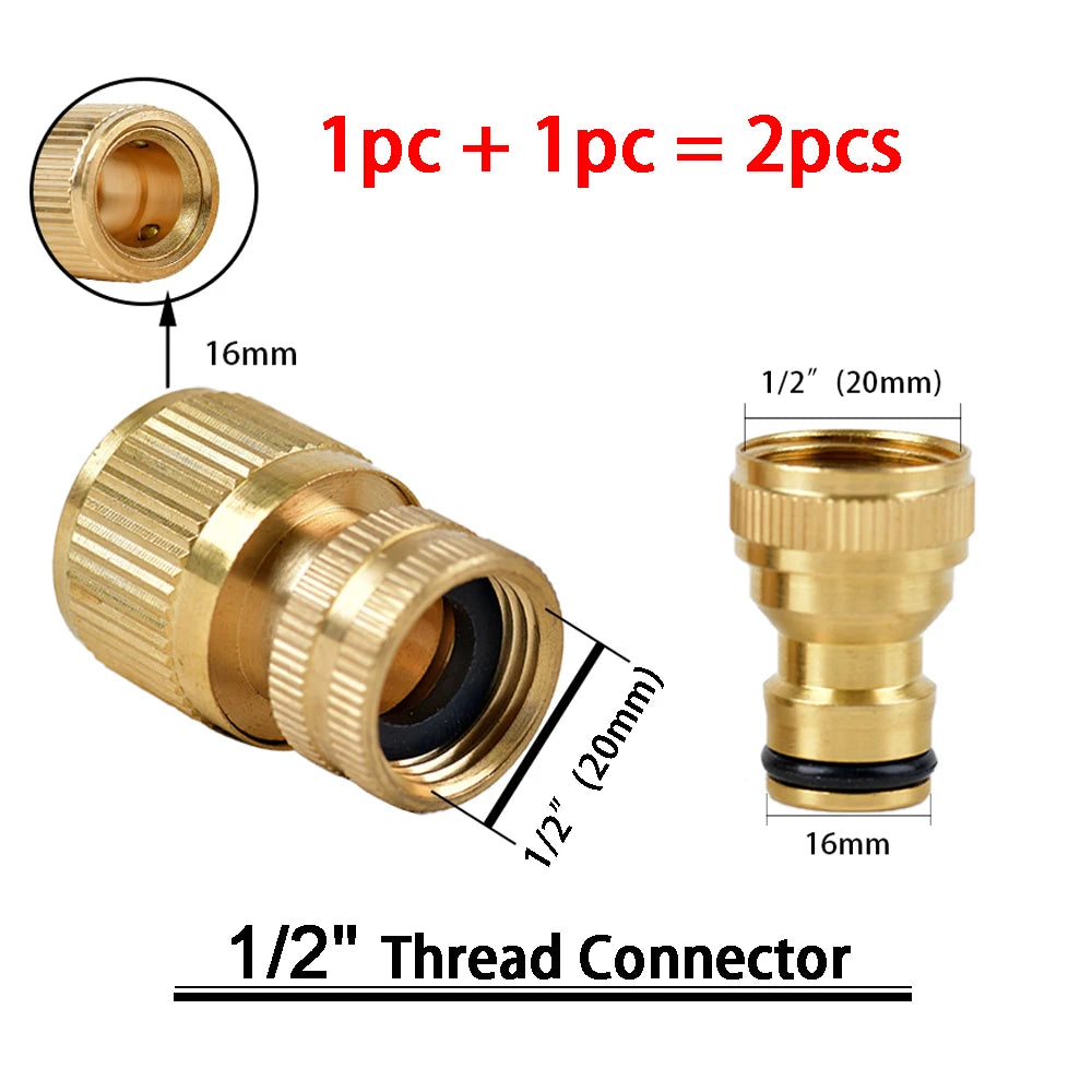 1Sets Garden Hose Quick Connect Water Hose Fitting, 3/4 Inch 1/2 Inch Brass BSP Female And Male Connector