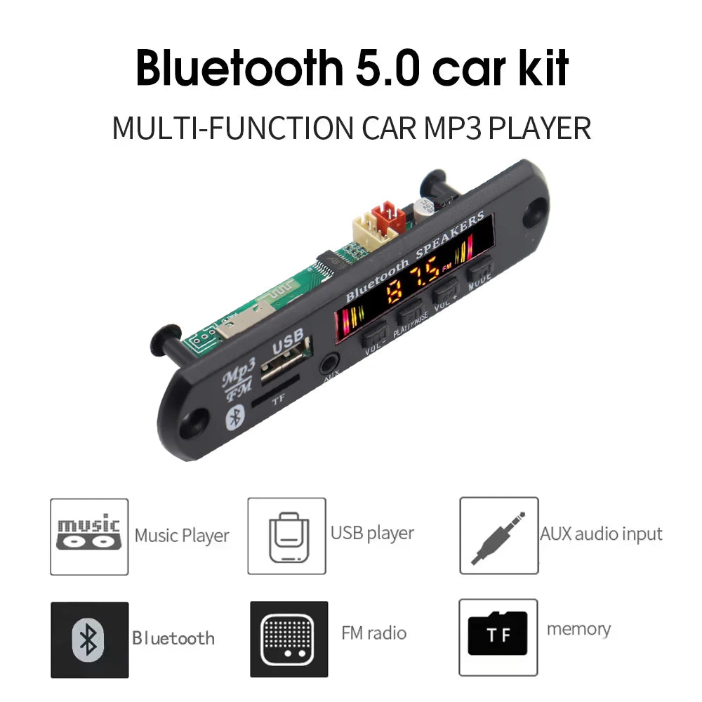 12V Bluetooth 5.0 MP3 Player Decoder Board USB TF Radio AUX Module Car Kit Wireless MP3 Music Player