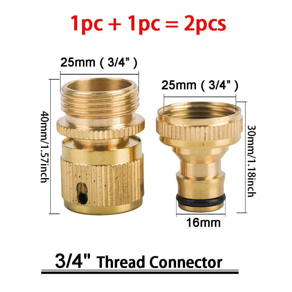 1Sets Garden Hose Quick Connect Water Hose Fitting, 3/4 Inch 1/2 Inch Brass BSP Female And Male Connector