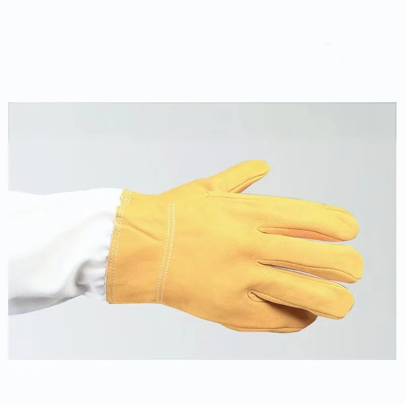 1Pair Soft Hand, Straight Thumb Beekeeper Beekeeping Bee Keeping Gloves Goatskin With Vented Long Sleeves