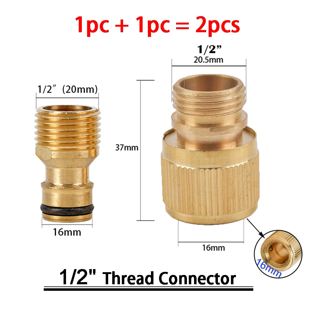 1Sets Garden Hose Quick Connect Water Hose Fitting, 3/4 Inch 1/2 Inch Brass BSP Female And Male Connector