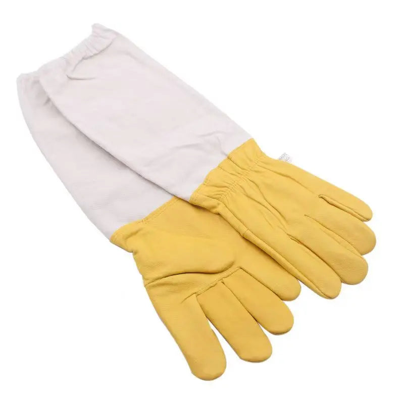 1Pair Soft Hand, Straight Thumb Beekeeper Beekeeping Bee Keeping Gloves Goatskin With Vented Long Sleeves