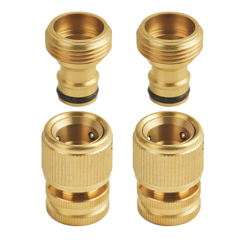 1Sets Garden Hose Quick Connect Water Hose Fitting, 3/4 Inch 1/2 Inch Brass BSP Female And Male Connector