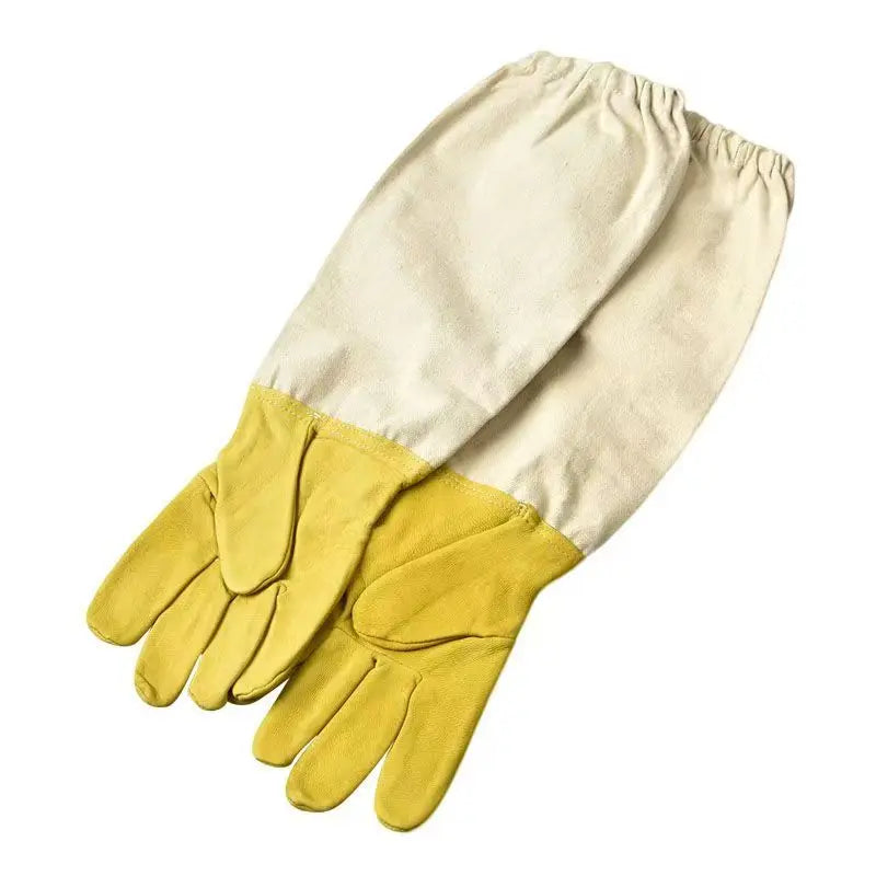 1Pair Soft Hand, Straight Thumb Beekeeper Beekeeping Bee Keeping Gloves Goatskin With Vented Long Sleeves