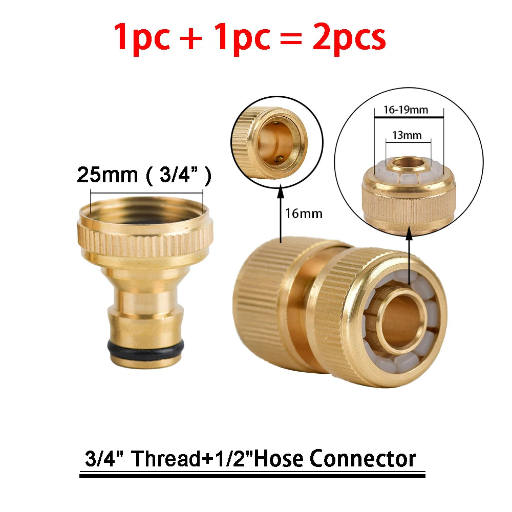 1Sets Garden Hose Quick Connect Water Hose Fitting, 3/4 Inch 1/2 Inch Brass BSP Female And Male Connector